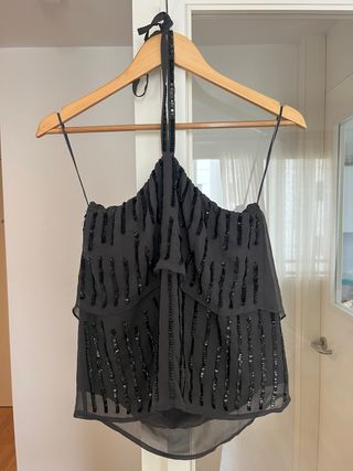 Top lentejuelas negro