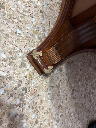 Mesa redonda extensible madera y cristal