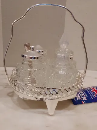 Juego Condimentos Plata Inglesa Vintage