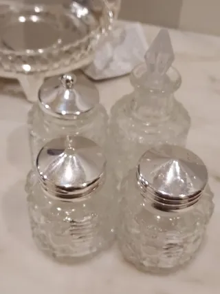 Juego Condimentos Plata Inglesa Vintage