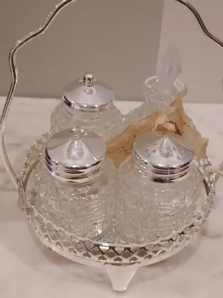 Juego Condimentos Plata Inglesa Vintage