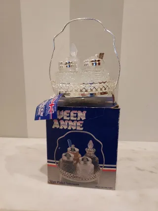 Juego Condimentos Plata Inglesa Vintage