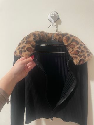 Chaqueta punto cremallera print animal