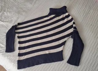 Jersey de punto rayas azul y blanco