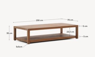 Mesa de centro Sashi de madera maciza de teca 150 x 70 cm