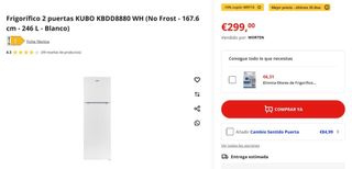 Urgente Nevera Kubo NoFrost 246 L consumo E