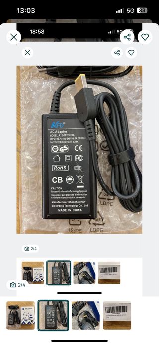 Carregador Adaptador Lenovo ADLX45NLC3A Novo