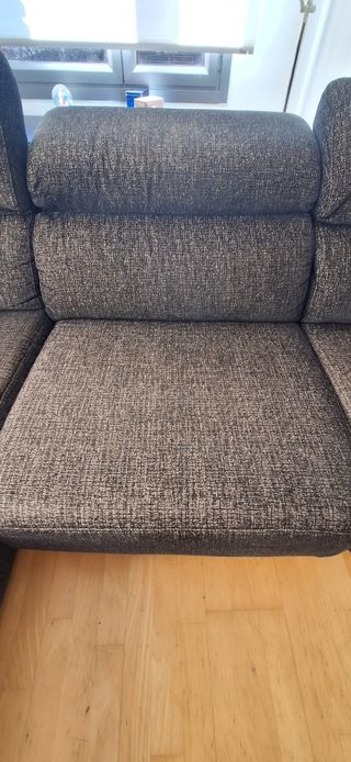 Sofá Chaise Longue Tela Marrón/Gris