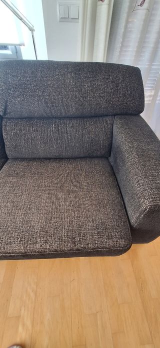 Sofá Chaise Longue Tela Marrón/Gris