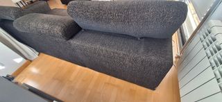Sofá Chaise Longue Tela Marrón/Gris