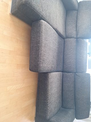 Sofá Chaise Longue Tela Marrón/Gris