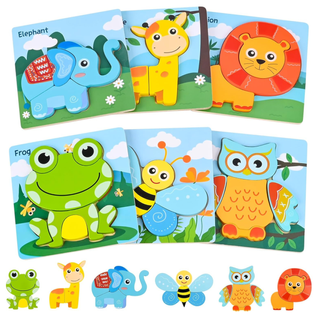 Set 6 Puzzles Madera Animales Rompecabezas