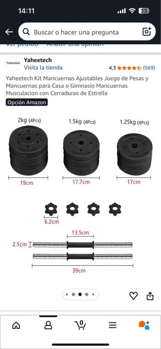 Kit Mancuernas Ajustables