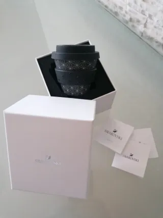 Tazzina Caffè Termica Swarovski Nera