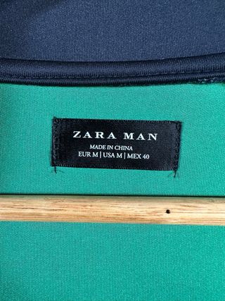 Chaqueta Zara M Negra Roja Verde Larga