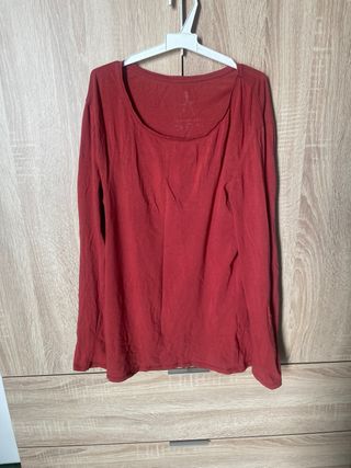 Camiseta manga larga mujer burdeos