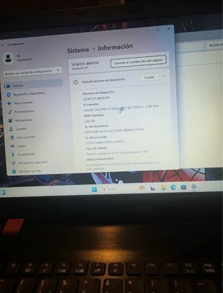 Portátil acer i3 negro/rojo