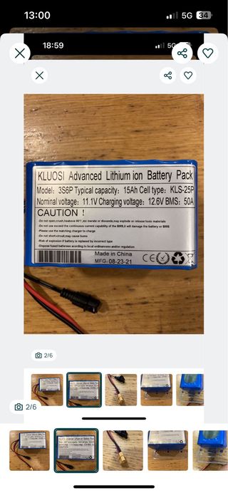 Bateria KLUOSI 11.1V 15Ah para trotinete/bicicleta