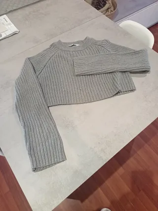 Jersey gris de punto crop top