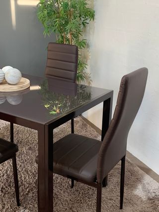 Mesa comedor con 4 sillas marrón - envío gratis