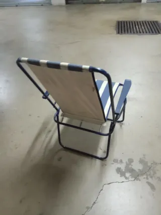 Sillón plegable rayas azul y beige