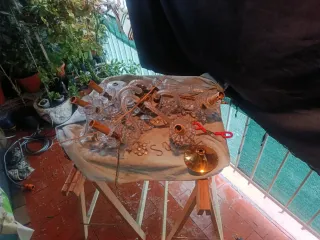 Lampadario in cristallo e ottone anni '40