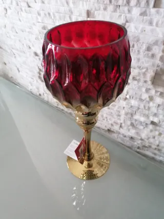 Calice porta candela vetro e metallo