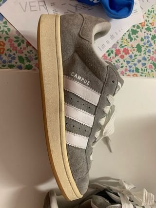 Adidas Campus Gris Blancas Casi Nuevas