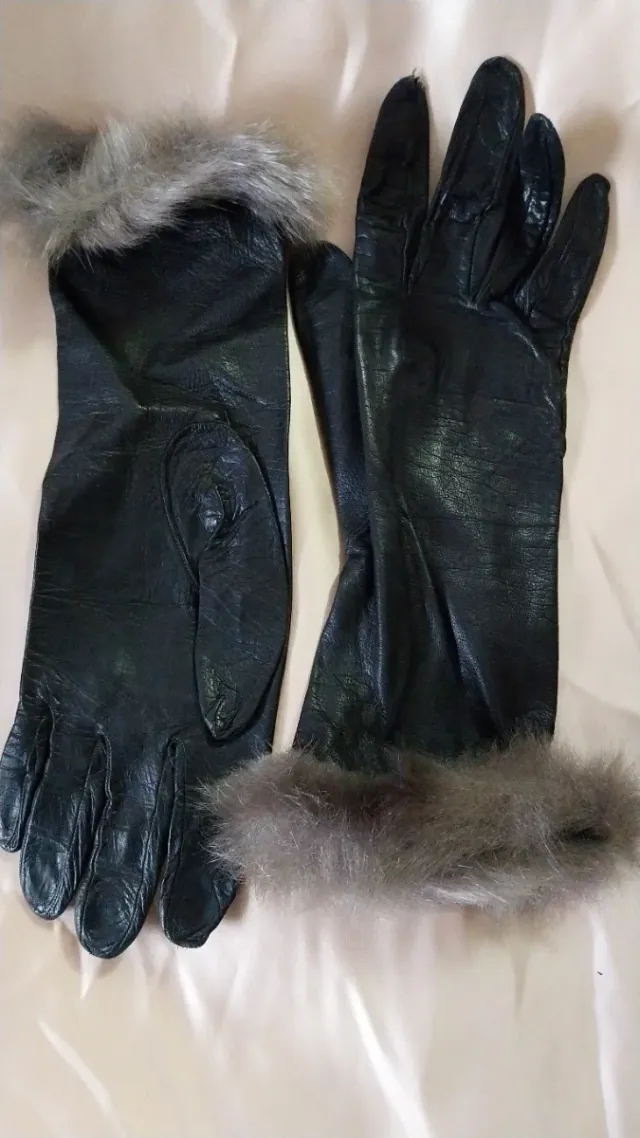 Guantes largos de piel con pelo