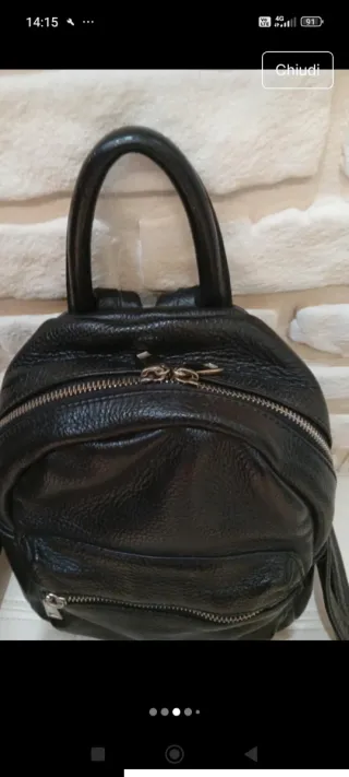 Zaino Vera Pelle Fiorentina Nero