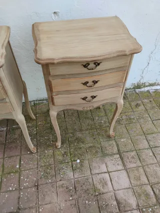 Pareja Mesitas Noche Antiguas Madera