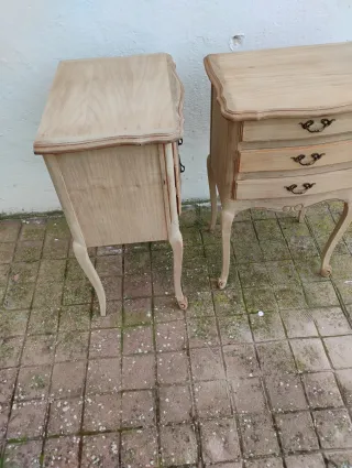 Pareja Mesitas Noche Antiguas Madera