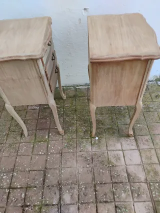 Pareja Mesitas Noche Antiguas Madera