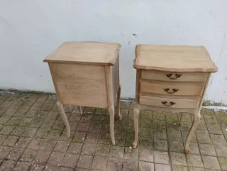 Pareja Mesitas Noche Antiguas Madera