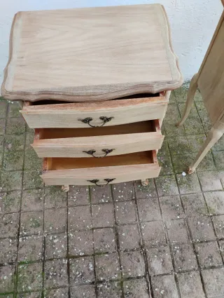 Pareja Mesitas Noche Antiguas Madera