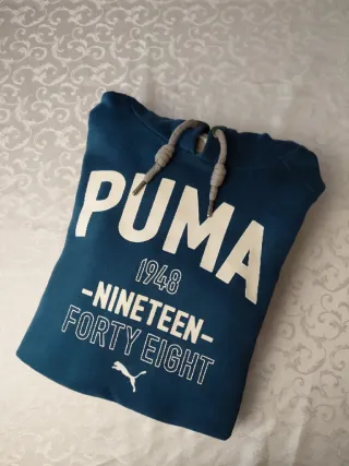 Felpa Puma vintage blu petrolio con stampa bianca