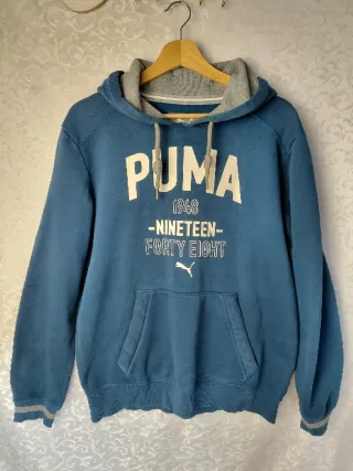Felpa Puma vintage blu petrolio con stampa bianca