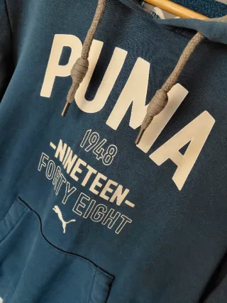 Felpa Puma vintage blu petrolio con stampa bianca
