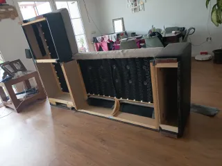 Sofá cama tela beige y negro