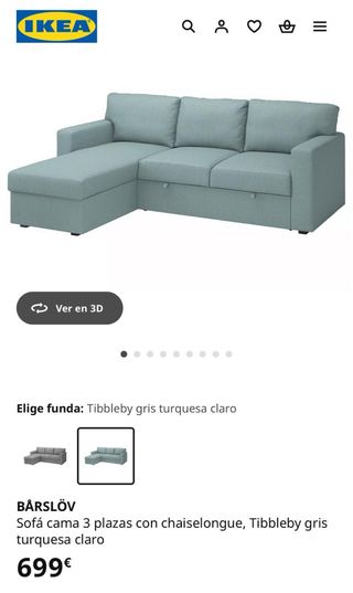 Sofá Cama IKEA BÄRSLÖV 3 Plazas Chaiselongue