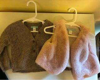 Set 2 pezzi: cardigan e gilet pelliccia bambina