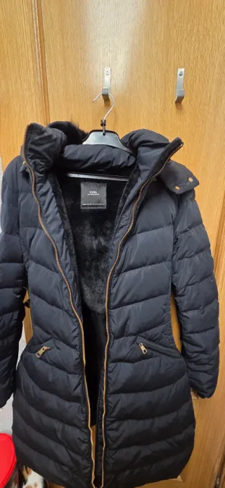 Abrigo largo azul marino Zara