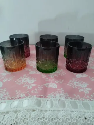 Set 6 Bicchieri Vetro Colorati