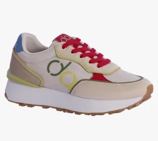 Zapatillas deportivas mujer beige multicolor