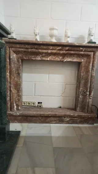 Chimenea Mármol Rojo Travertino Envejecido