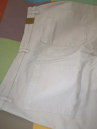 Pantalón ancho beige/rosa