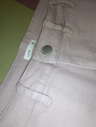 Pantalón ancho beige/rosa