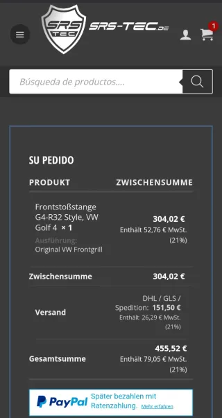 Parachoques Delantero y Taloneras Golf Mk4 R32