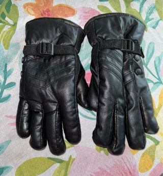 Guanti da neve in pelle neri