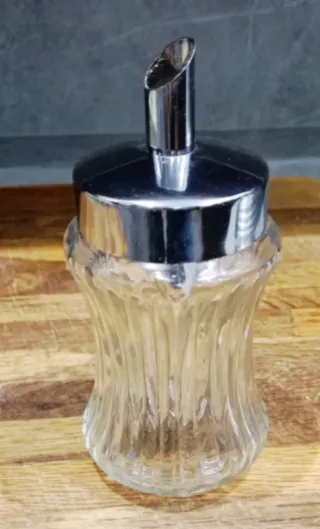 Azucarero dosificador vintage cristal y metal
